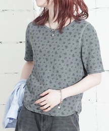 "04"≪JEMORGAN≫パックT ワッフル 花柄 ハーフスリーブ Tシャツ ピグメント染め