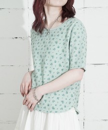 "04"≪JEMORGAN≫パックT ワッフル 花柄 ハーフスリーブ Tシャツ ピグメント染め