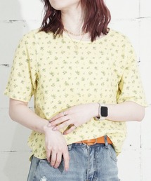 "04"≪JEMORGAN≫パックT ワッフル 花柄 ハーフスリーブ Tシャツ ピグメント染め
