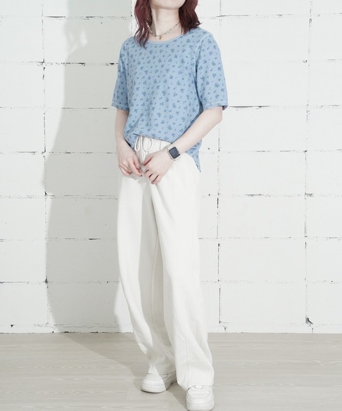 JEMORGAN（ジェーイーモーガン）の「"04"≪JEMORGAN≫パックT ワッフル 花柄 ハーフスリーブ Tシャツ ピグメント染め（Tシャツ/カットソー・レディース・グレー系1/ライトグリーン系1/イエロー系1/ダルブルー系1・FREE）」の9枚目の写真