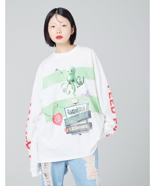 Little sunny bite（リトルサニーバイト）の「【8】【it】【Little Sunny Bite 】graphic long tee（Tシャツ/カットソー・レディース・ピンク/ホワイト/ブラック・SMALL/MEDIUM）」の4枚目の写真