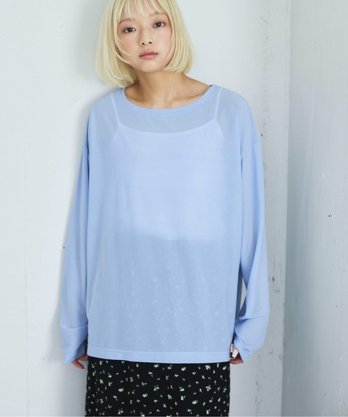 PILIT(ピリット)の「配色メローシアーロンT(Tシャツ/カットソー・レディース・ブルー/イエロー/ピンク/オフホワイト・MEDIUM)」の6枚目の写真
