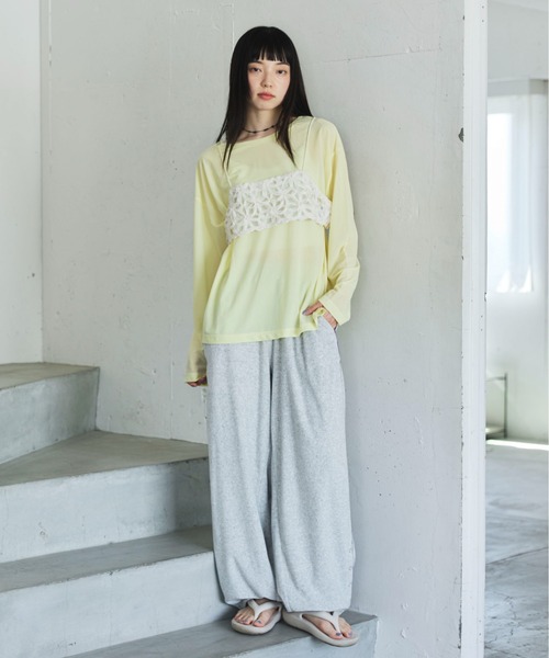 PILIT(ピリット)の「配色メローシアーロンT(Tシャツ/カットソー・レディース・ブルー/イエロー/ピンク/オフホワイト・MEDIUM)」の10枚目の写真