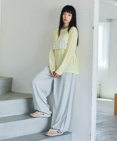 PILIT(ピリット)の「配色メローシアーロンT(Tシャツ/カットソー・レディース・ブルー/イエロー/ピンク/オフホワイト・MEDIUM)」の12枚目の写真