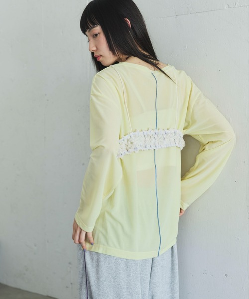 PILIT(ピリット)の「配色メローシアーロンT(Tシャツ/カットソー・レディース・ブルー/イエロー/ピンク/オフホワイト・MEDIUM)」の17枚目の写真