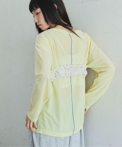 PILIT(ピリット)の「配色メローシアーロンT(Tシャツ/カットソー・レディース・ブルー/イエロー/ピンク/オフホワイト・MEDIUM)」の18枚目の写真