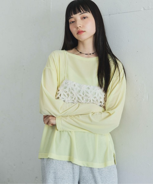 PILIT(ピリット)の「配色メローシアーロンT(Tシャツ/カットソー・レディース・ブルー/イエロー/ピンク/オフホワイト・MEDIUM)」の19枚目の写真