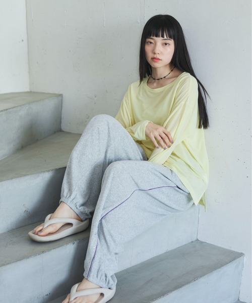 PILIT(ピリット)の「配色メローシアーロンT(Tシャツ/カットソー・レディース・ブルー/イエロー/ピンク/オフホワイト・MEDIUM)」の20枚目の写真