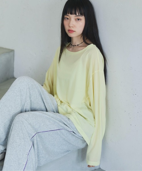 PILIT(ピリット)の「配色メローシアーロンT(Tシャツ/カットソー・レディース・ブルー/イエロー/ピンク/オフホワイト・MEDIUM)」の22枚目の写真