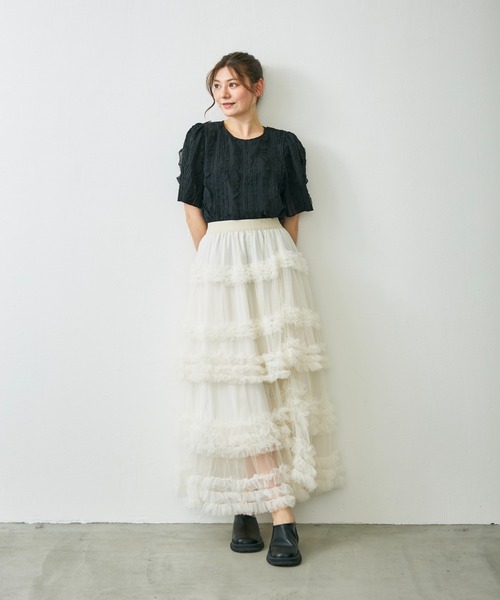 Lunea（ルネア）の「フリルデザインブラウス / frill design volume blouse（シャツ/ブラウス・レディース・アイボリー/ブラック・FREE）」の11枚目の写真