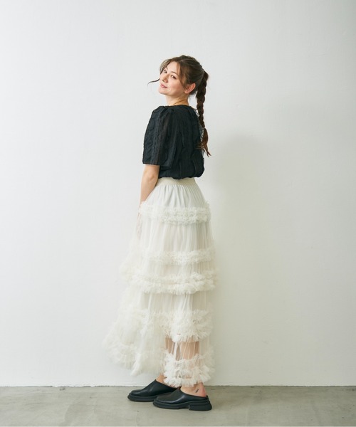 Lunea（ルネア）の「フリルデザインブラウス / frill design volume blouse（シャツ/ブラウス・レディース・アイボリー/ブラック・FREE）」の13枚目の写真