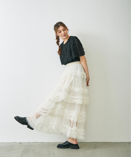 Lunea（ルネア）の「フリルデザインブラウス / frill design volume blouse（シャツ/ブラウス・レディース・アイボリー/ブラック・FREE）」の14枚目の写真