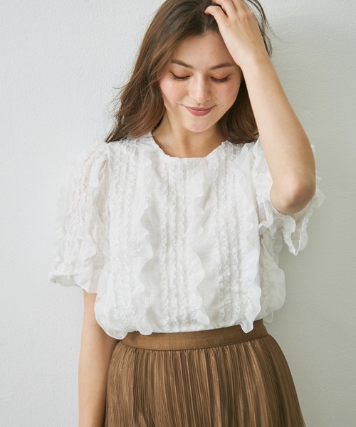 Блуза с рюшами, объемный дизайн — frill design volume blouse