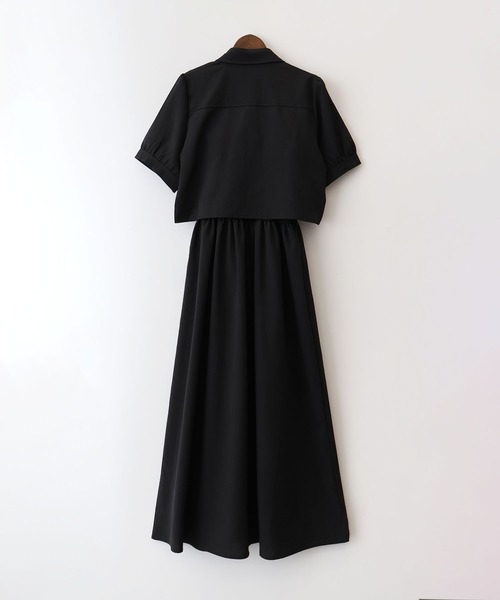 SpRay(スプレイ)の「【セットアップ/着回し抜群】シャーリングジャケットxキャミワンピース(ワンピース・レディース・ブラック/チャコールグレー/ベージュ/ネイビー/ブラウン/ダークカーキ・FREE)」の17枚目の写真