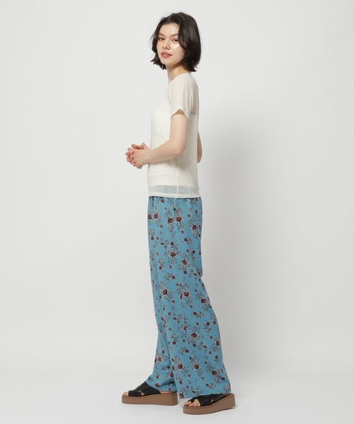 niko and...（ニコアンド）の「ソフトチュールシアーTシャツ（Tシャツ/カットソー・レディース・オフホワイト/ライトブルー/ブラック・FREE）」の5枚目の写真