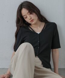 COLONY 2139 | スリットVネック半袖カーディガン(Tシャツ/カットソー)