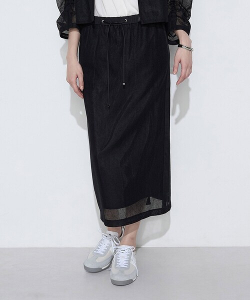 K.T KIYOKO TAKASE（キヨコタカセ）の「【セットアップ対応】リネンシアーラッセル タイトスカート（スカート・レディース・キナリ/サックスブルー/ブラック・9号）」の5枚目の写真
