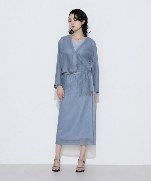 K.T KIYOKO TAKASE（キヨコタカセ）の「【セットアップ対応】リネンシアーラッセル タイトスカート（スカート・レディース・キナリ/サックスブルー/ブラック・9号）」の13枚目の写真