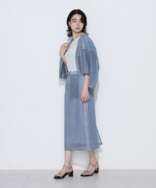 K.T KIYOKO TAKASE（キヨコタカセ）の「【セットアップ対応】リネンシアーラッセル タイトスカート（スカート・レディース・キナリ/サックスブルー/ブラック・9号）」の14枚目の写真