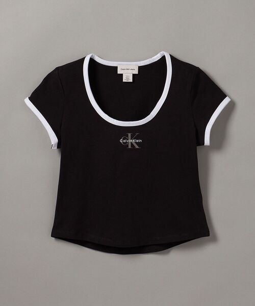 Calvin Klein(カルバン・クライン)の「ショートスリーブモノグラムスクープネックベビーTシャツ(Tシャツ/カットソー・レディース・ホワイト/ブラック・XS/S/M)」の16枚目の写真