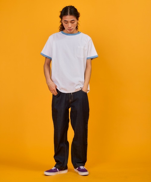 Goodwear(Since1983)(グッドウェア)の「S/S POCKET TEE HAND PAINT/ ショートスリーブティー ハンドペイント(Tシャツ/カットソー・メンズ・ホワイト×グレー/ホワイト×ピンク・LARGE/MEDIUM/X-LARGE)」の5枚目の写真