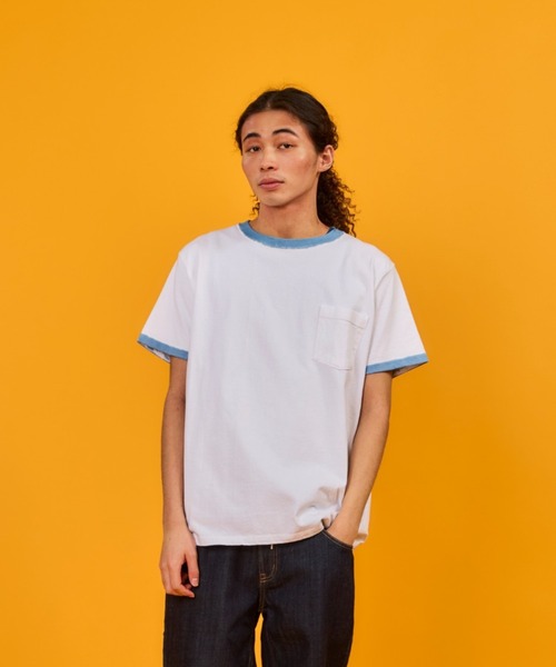 Goodwear(Since1983)(グッドウェア)の「S/S POCKET TEE HAND PAINT/ ショートスリーブティー ハンドペイント(Tシャツ/カットソー・メンズ・ホワイト×グレー/ホワイト×ピンク・LARGE/MEDIUM/X-LARGE)」の4枚目の写真