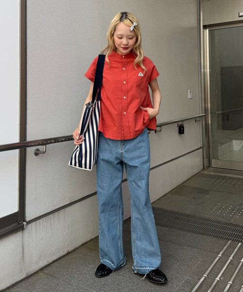 GEVACO（ゲバコ）の「【GEVACO/ゲバコ】ストライプ柄キャンバスバッグ（トートバッグ・レディース・キャメル/グリーン/ネイビー・ONE SIZE）」の10枚目の写真