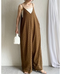 ラッセルレース オールインワン ワイドパンツ キャミサロペット