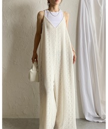 ラッセルレース オールインワン ワイドパンツ キャミサロペット