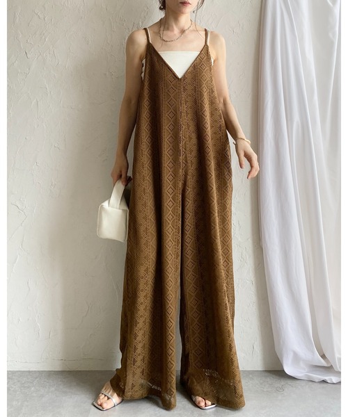 She's Closet（シーズクローゼット）の「ラッセルレース オールインワン ワイドパンツ キャミサロペット（サロペット/オーバーオール・レディース・ブラック/ブラウン/アイボリー・FREE）」の18枚目の写真