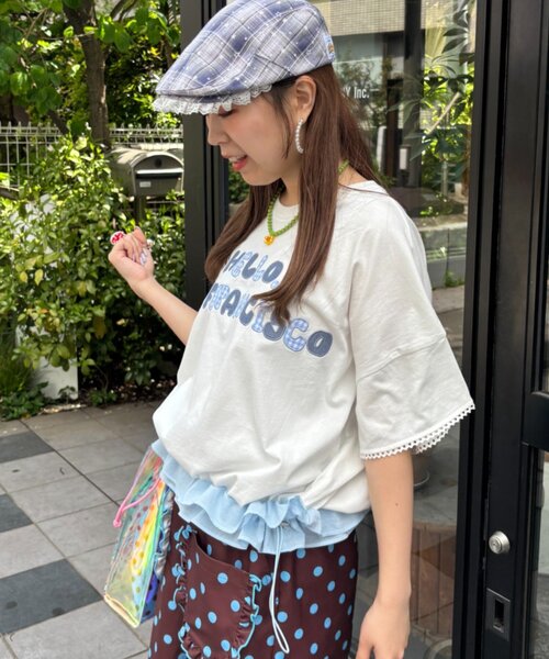 HELLO.SANFRANCISCO（ハローサンフランシスコ）の「【HELLO.SANFRANCISCO/ハローサンフランシスコ】裾フリルドロストTシャツ（Tシャツ/カットソー・レディース・イエロー/ホワイト/ピンク・ONE SIZE）」の5枚目の写真