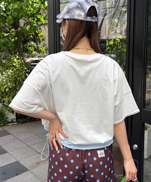 HELLO.SANFRANCISCO（ハローサンフランシスコ）の「【HELLO.SANFRANCISCO/ハローサンフランシスコ】裾フリルドロストTシャツ（Tシャツ/カットソー・レディース・イエロー/ホワイト/ピンク・ONE SIZE）」の6枚目の写真