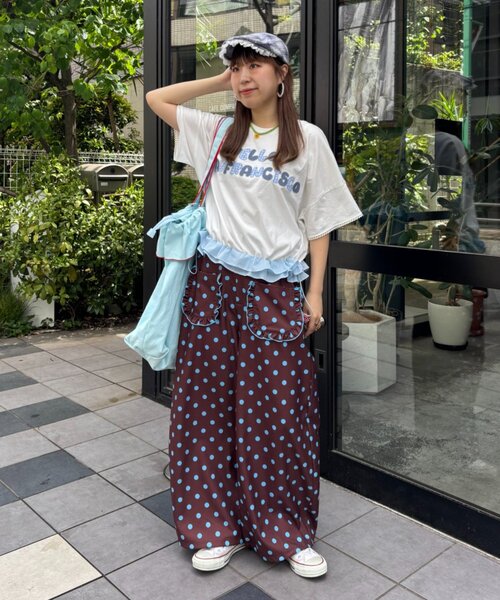 HELLO.SANFRANCISCO（ハローサンフランシスコ）の「【HELLO.SANFRANCISCO/ハローサンフランシスコ】裾フリルドロストTシャツ（Tシャツ/カットソー・レディース・イエロー/ホワイト/ピンク・ONE SIZE）」の7枚目の写真