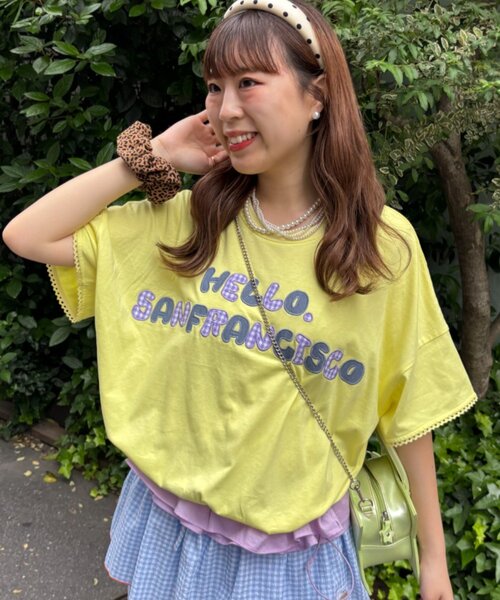 HELLO.SANFRANCISCO（ハローサンフランシスコ）の「【HELLO.SANFRANCISCO/ハローサンフランシスコ】裾フリルドロストTシャツ（Tシャツ/カットソー・レディース・イエロー/ホワイト/ピンク・ONE SIZE）」の10枚目の写真
