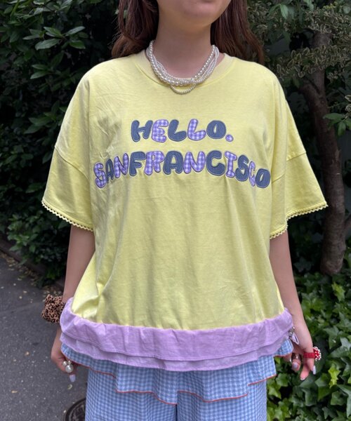 HELLO.SANFRANCISCO（ハローサンフランシスコ）の「【HELLO.SANFRANCISCO/ハローサンフランシスコ】裾フリルドロストTシャツ（Tシャツ/カットソー・レディース・イエロー/ホワイト/ピンク・ONE SIZE）」の16枚目の写真