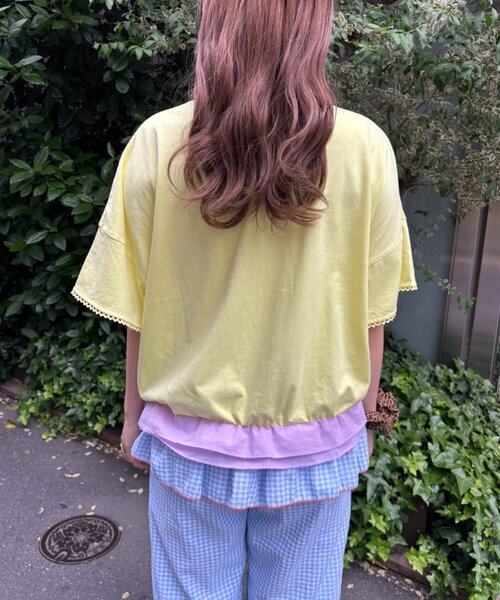 HELLO.SANFRANCISCO（ハローサンフランシスコ）の「【HELLO.SANFRANCISCO/ハローサンフランシスコ】裾フリルドロストTシャツ（Tシャツ/カットソー・レディース・イエロー/ホワイト/ピンク・ONE SIZE）」の17枚目の写真