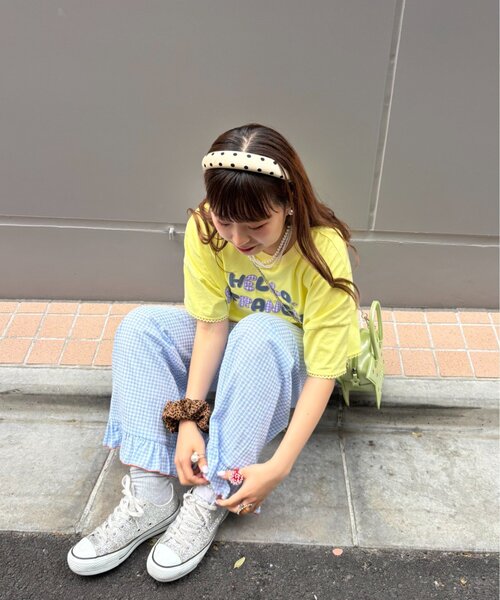 HELLO.SANFRANCISCO（ハローサンフランシスコ）の「【HELLO.SANFRANCISCO/ハローサンフランシスコ】裾フリルドロストTシャツ（Tシャツ/カットソー・レディース・イエロー/ホワイト/ピンク・ONE SIZE）」の20枚目の写真