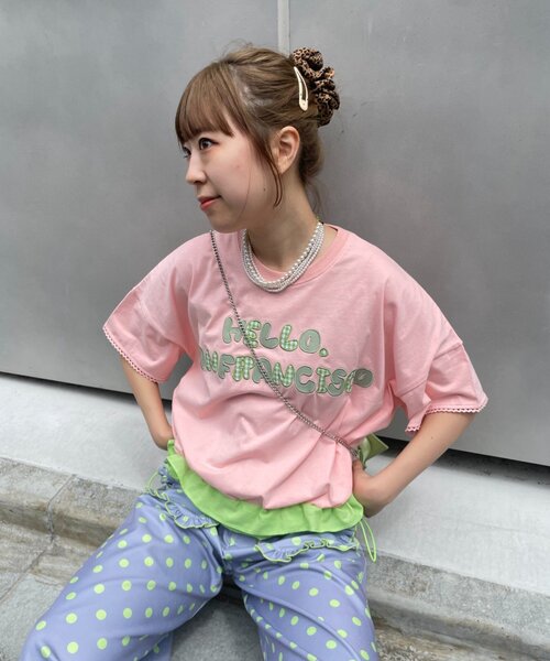 HELLO.SANFRANCISCO（ハローサンフランシスコ）の「【HELLO.SANFRANCISCO/ハローサンフランシスコ】裾フリルドロストTシャツ（Tシャツ/カットソー・レディース・イエロー/ホワイト/ピンク・ONE SIZE）」の21枚目の写真