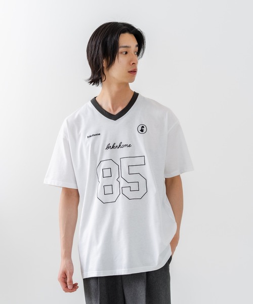 brknhome(ブロークンホーム)の「【BRKNHOME/ブロークンホーム】×【ZERO STAIN/ゼロステイン】【ホッケー風デザイン】コラボTシャツ 汗染み防止 ワンポイント オーバーサイズ(Tシャツ/カットソー・メンズ・ホワイト/チャコールグレー・MEDIUM/LARGE)」の10枚目の写真