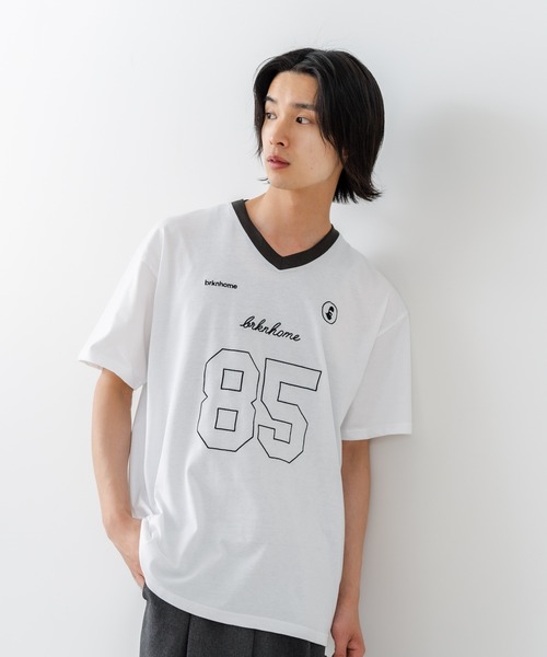 brknhome(ブロークンホーム)の「【BRKNHOME/ブロークンホーム】×【ZERO STAIN/ゼロステイン】【ホッケー風デザイン】コラボTシャツ 汗染み防止 ワンポイント オーバーサイズ(Tシャツ/カットソー・メンズ・ホワイト/チャコールグレー・MEDIUM/LARGE)」の22枚目の写真
