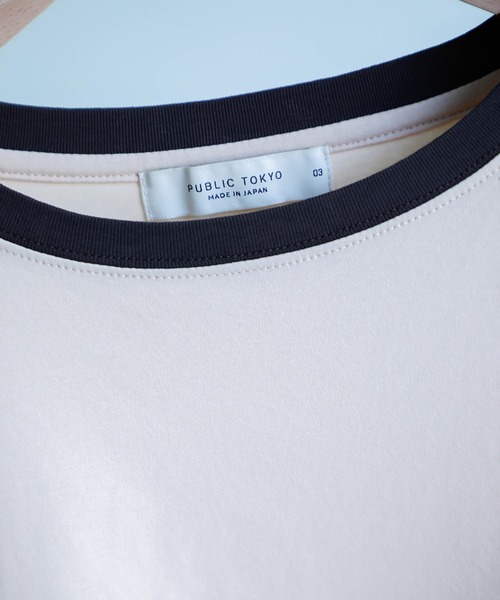PUBLIC TOKYO(パブリックトウキョウ)の「クールタッチコットンリンガーTEE /接触冷感/コットン100%/ウォッシャブル/夏服/インナー/伸縮性/耐久性(Tシャツ/カットソー・メンズ・イエロー/ネイビー・1/3/2)」の10枚目の写真