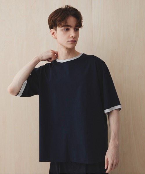 PUBLIC TOKYO(パブリックトウキョウ)の「【超清涼感】クールタッチコットンリンガーTシャツ /接触冷感/コットン100%/ウォッシャブル/夏服/インナー/伸縮性/耐久性(Tシャツ/カットソー・メンズ・イエロー/ネイビー・1/3/2)」の22枚目の写真