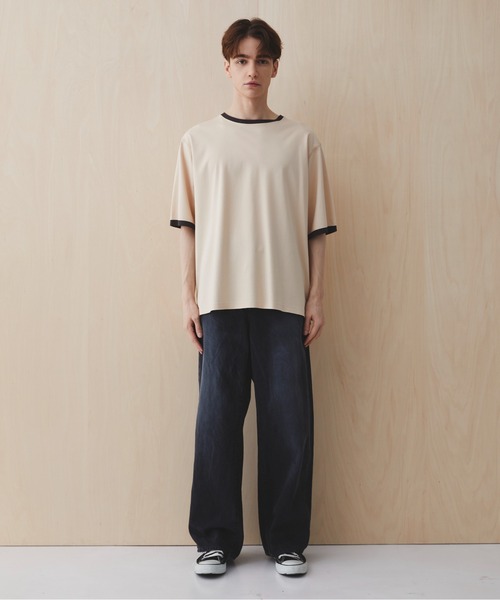 PUBLIC TOKYO(パブリックトウキョウ)の「【超清涼感】クールタッチコットンリンガーTシャツ /接触冷感/コットン100%/ウォッシャブル/夏服/インナー/伸縮性/耐久性(Tシャツ/カットソー・メンズ・イエロー/ネイビー・1/3/2)」の19枚目の写真