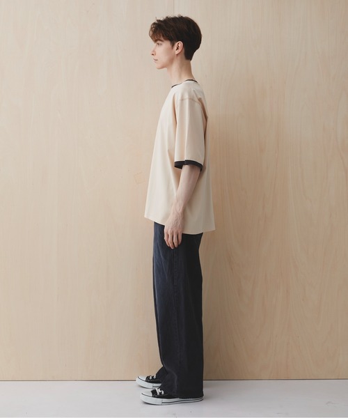 PUBLIC TOKYO(パブリックトウキョウ)の「【超清涼感】クールタッチコットンリンガーTシャツ /接触冷感/コットン100%/ウォッシャブル/夏服/インナー/伸縮性/耐久性(Tシャツ/カットソー・メンズ・イエロー/ネイビー・1/3/2)」の20枚目の写真