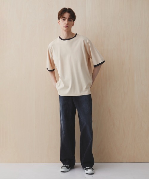 PUBLIC TOKYO(パブリックトウキョウ)の「【超清涼感】クールタッチコットンリンガーTシャツ /接触冷感/コットン100%/ウォッシャブル/夏服/インナー/伸縮性/耐久性(Tシャツ/カットソー・メンズ・イエロー/ネイビー・1/3/2)」の12枚目の写真