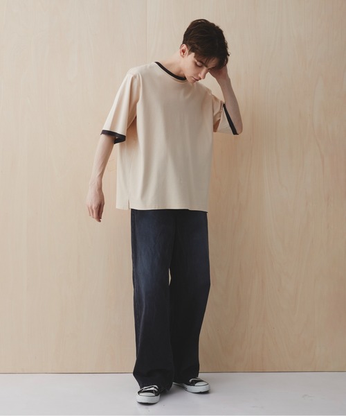 PUBLIC TOKYO(パブリックトウキョウ)の「【超清涼感】クールタッチコットンリンガーTシャツ /接触冷感/コットン100%/ウォッシャブル/夏服/インナー/伸縮性/耐久性(Tシャツ/カットソー・メンズ・イエロー/ネイビー・1/3/2)」の13枚目の写真