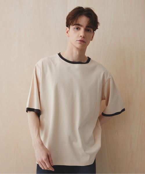 PUBLIC TOKYO(パブリックトウキョウ)の「【超清涼感】クールタッチコットンリンガーTシャツ /接触冷感/コットン100%/ウォッシャブル/夏服/インナー/伸縮性/耐久性(Tシャツ/カットソー・メンズ・イエロー/ネイビー・1/3/2)」の11枚目の写真