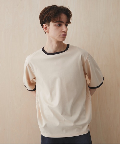 PUBLIC TOKYO(パブリックトウキョウ)の「【超清涼感】クールタッチコットンリンガーTシャツ /接触冷感/コットン100%/ウォッシャブル/夏服/インナー/伸縮性/耐久性(Tシャツ/カットソー・メンズ・イエロー/ネイビー・1/3/2)」の10枚目の写真