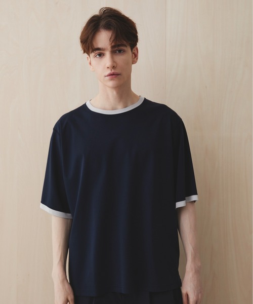 PUBLIC TOKYO(パブリックトウキョウ)の「【超清涼感】クールタッチコットンリンガーTシャツ /接触冷感/コットン100%/ウォッシャブル/夏服/インナー/伸縮性/耐久性(Tシャツ/カットソー・メンズ・イエロー/ネイビー・1/3/2)」の3枚目の写真