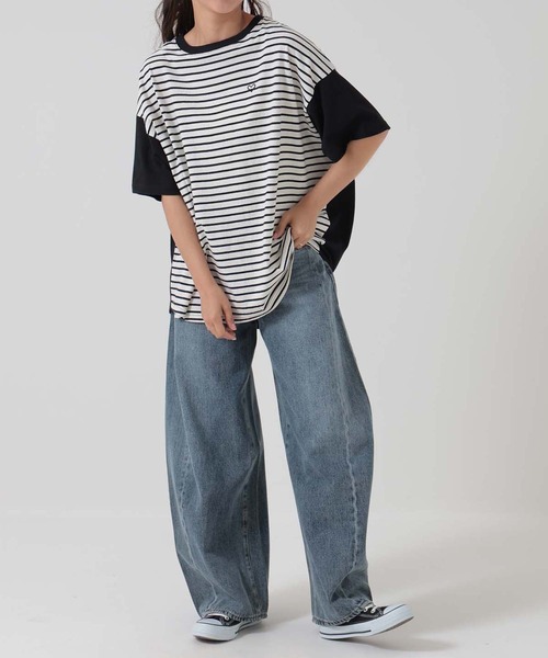 HEART MARKET(ハートマーケット)の「ヘムテールバックボタンチュニック(Tシャツ/カットソー・レディース・ナチュラル/ブラック系/ブラック/イエロー/チャコール/グリーン・FREE)」の7枚目の写真